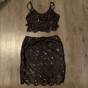 Sequin skirt and crop set